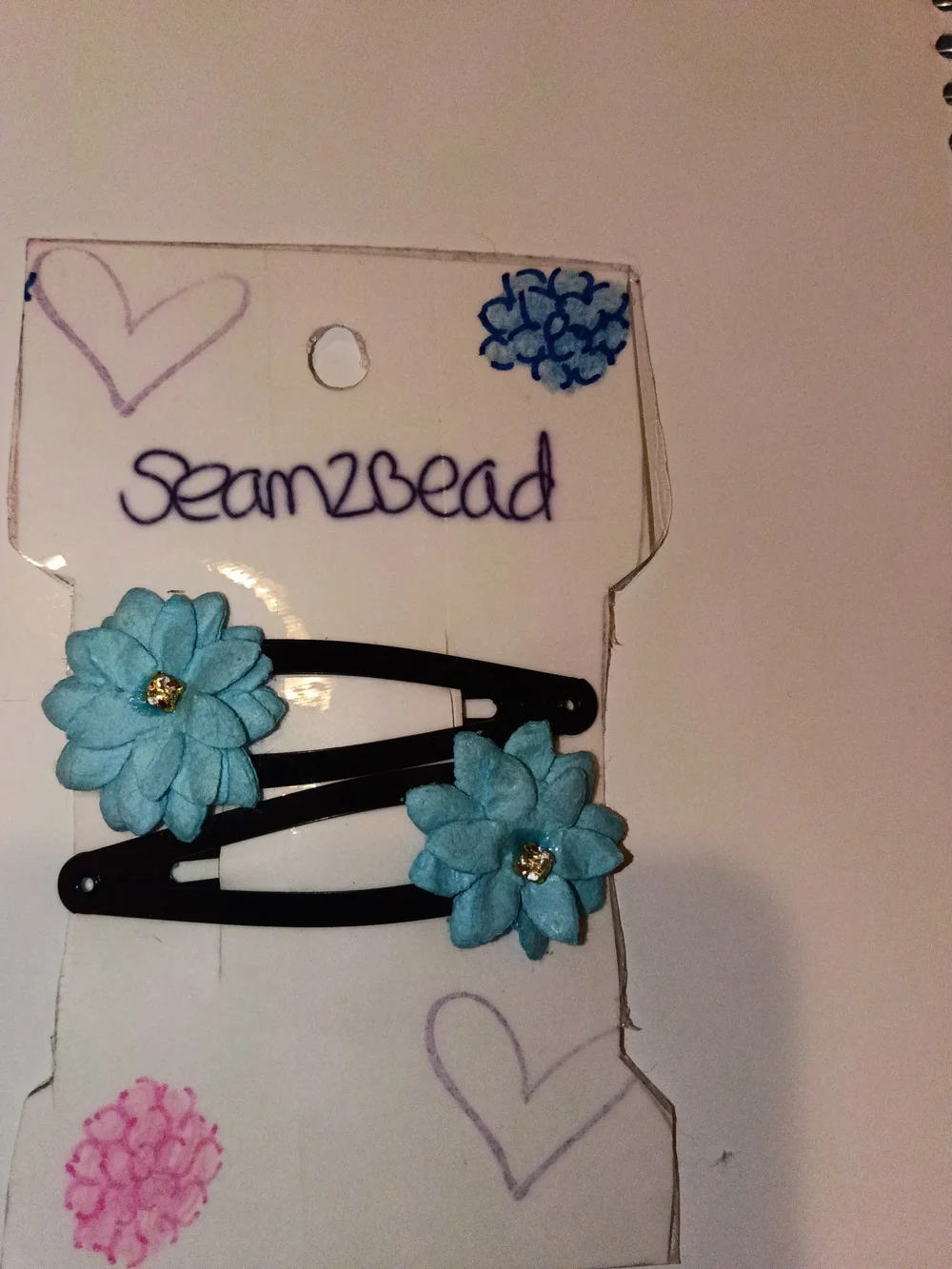 Kids Blue Flower Snap Hair Clips - 2 Pack